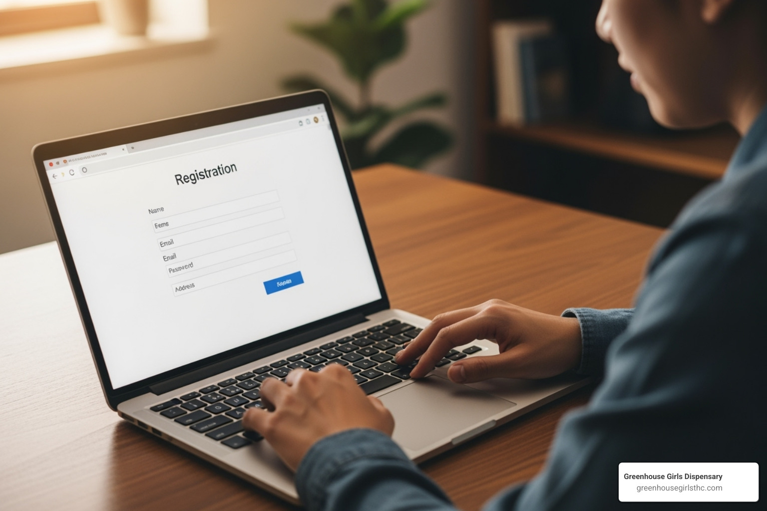 Image of a person filling out an online form on a laptop to claim a free sample - free smoke samples by mail free shipping