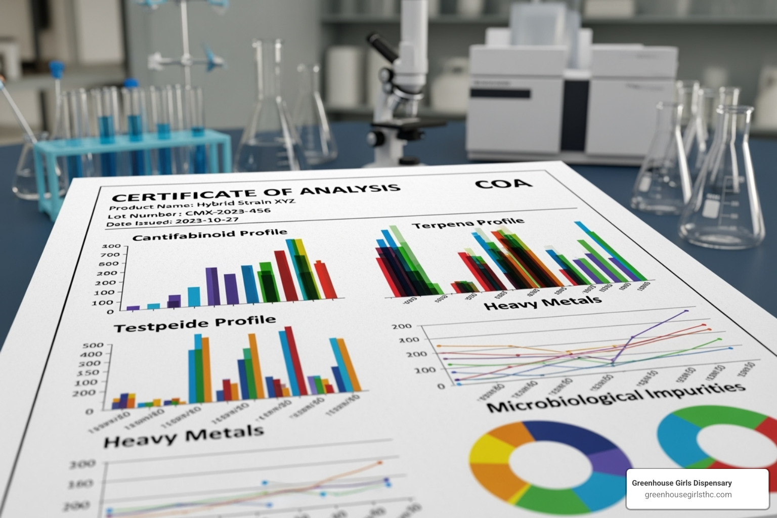 Image of a lab report or Certificate of Analysis (COA) - Indica THCa flower