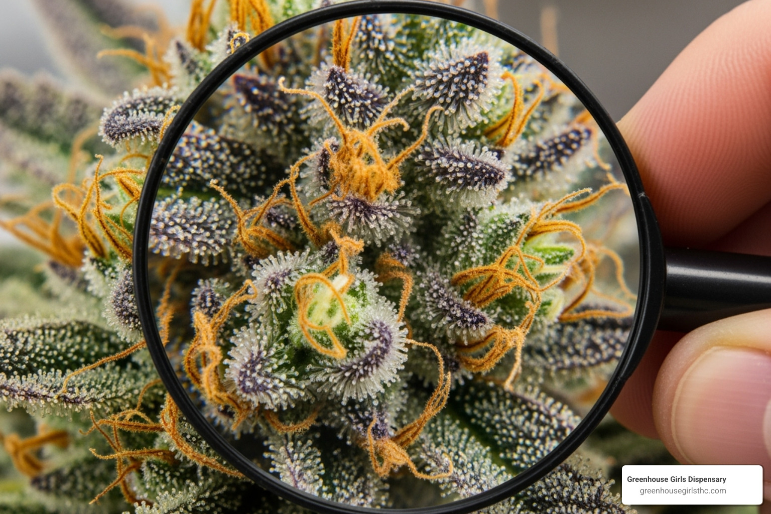 cannabis flower bud under a magnifying glass - how to get a cannabis product lab tested