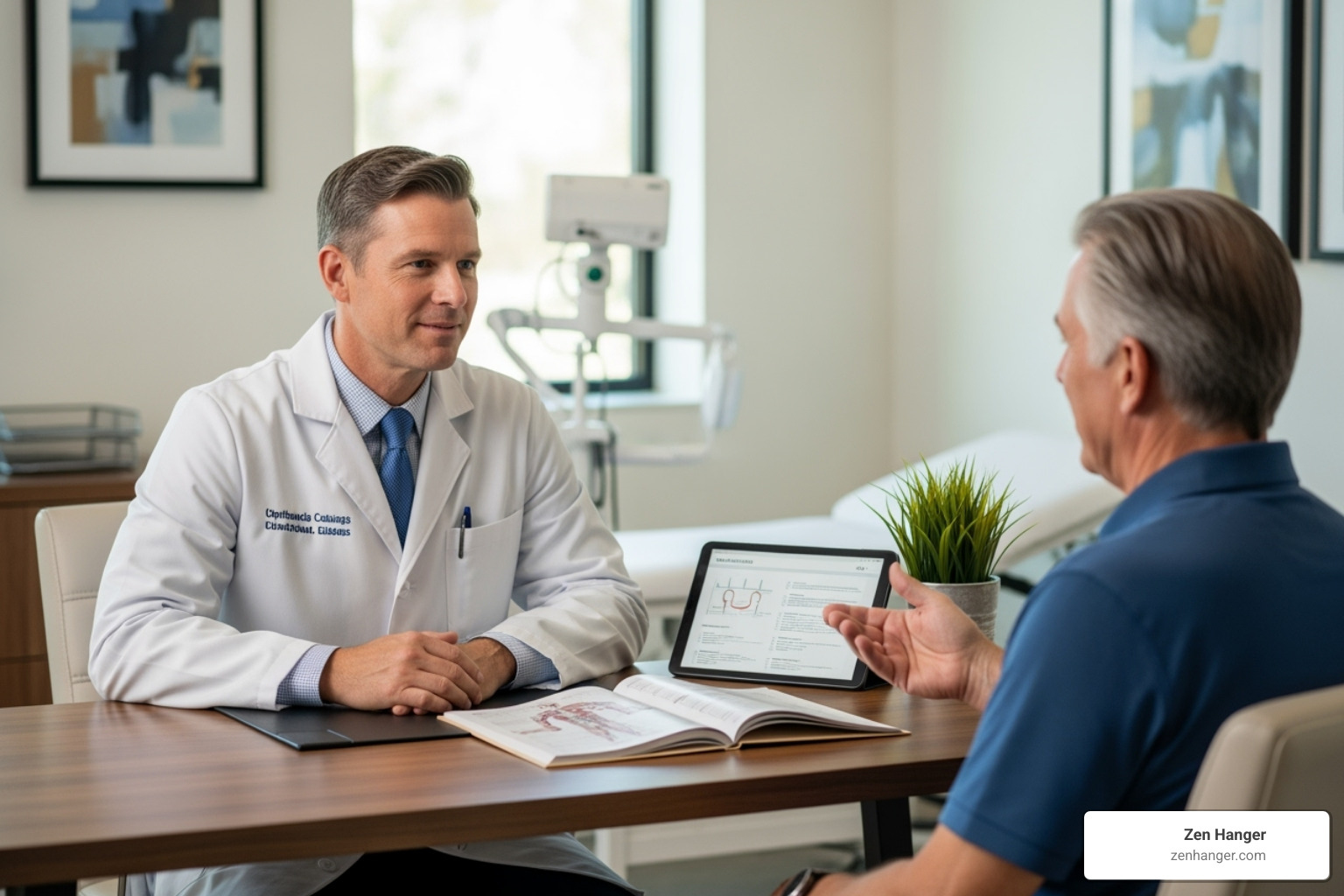 Man consulting with a urologist in a clinical setting - Penis growth results