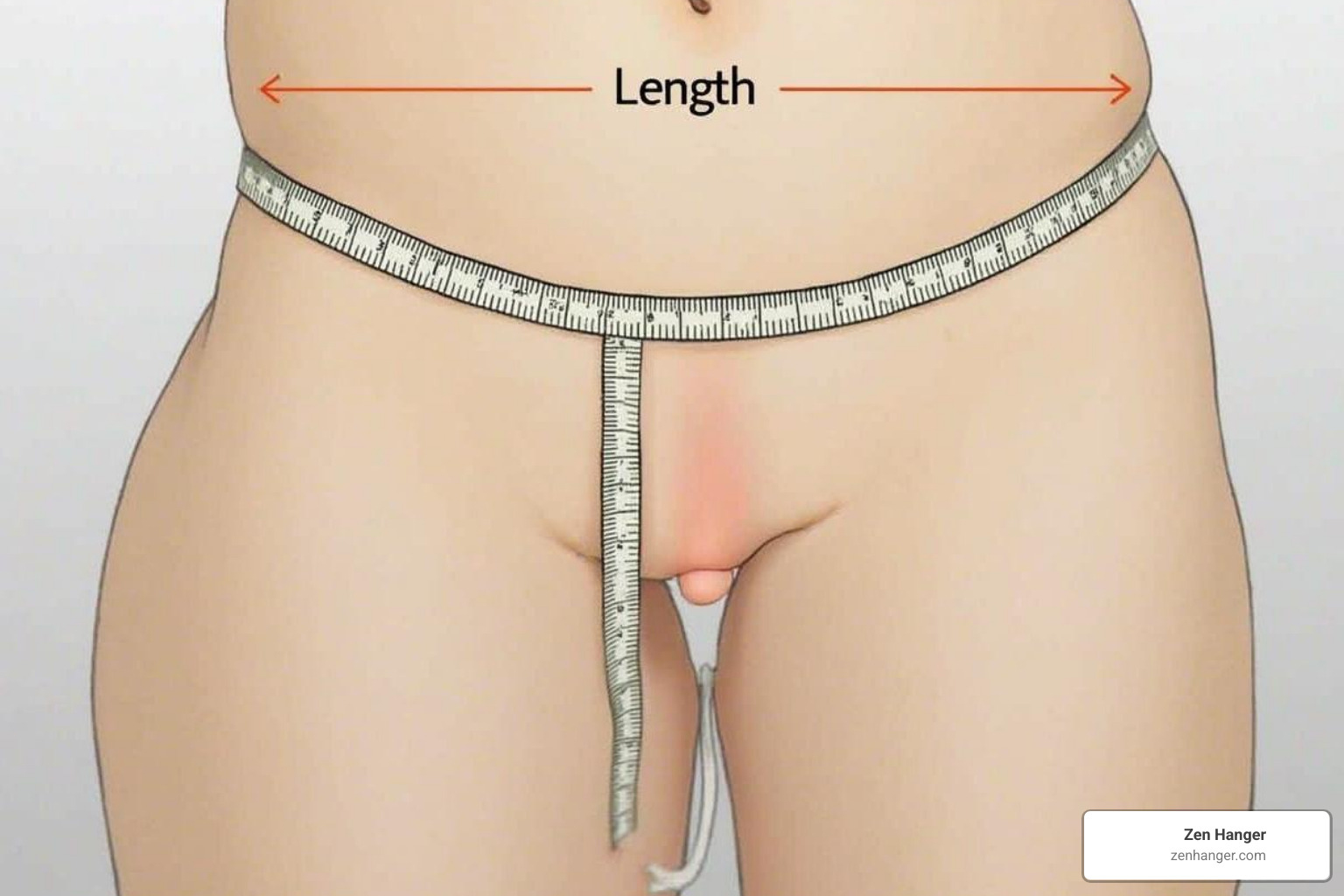 Image demonstrating the bone-pressed technique with a ruler on the top side of the penis - how to correctly measure penis length