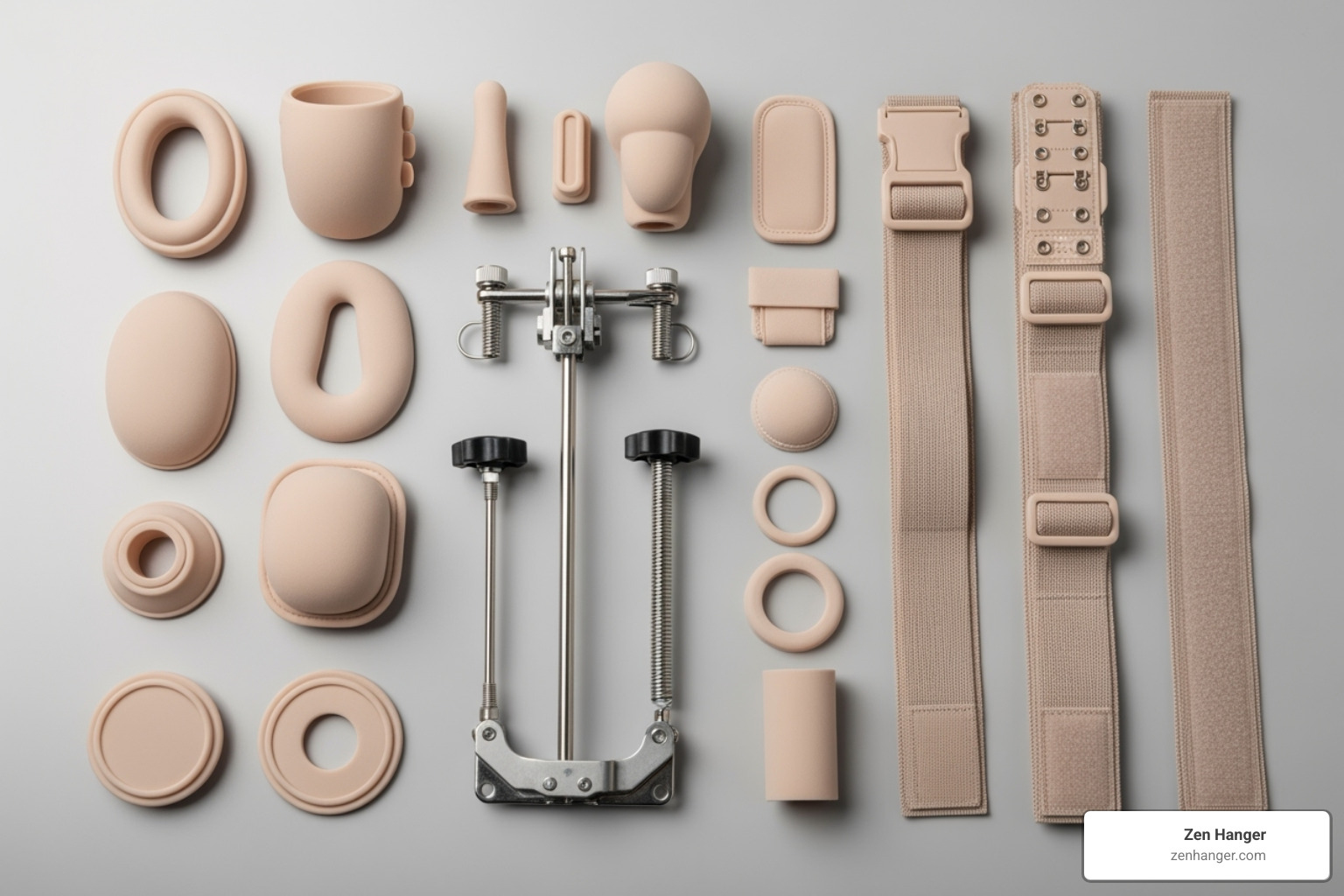 Zen Hanger device components - all day penis stretch device