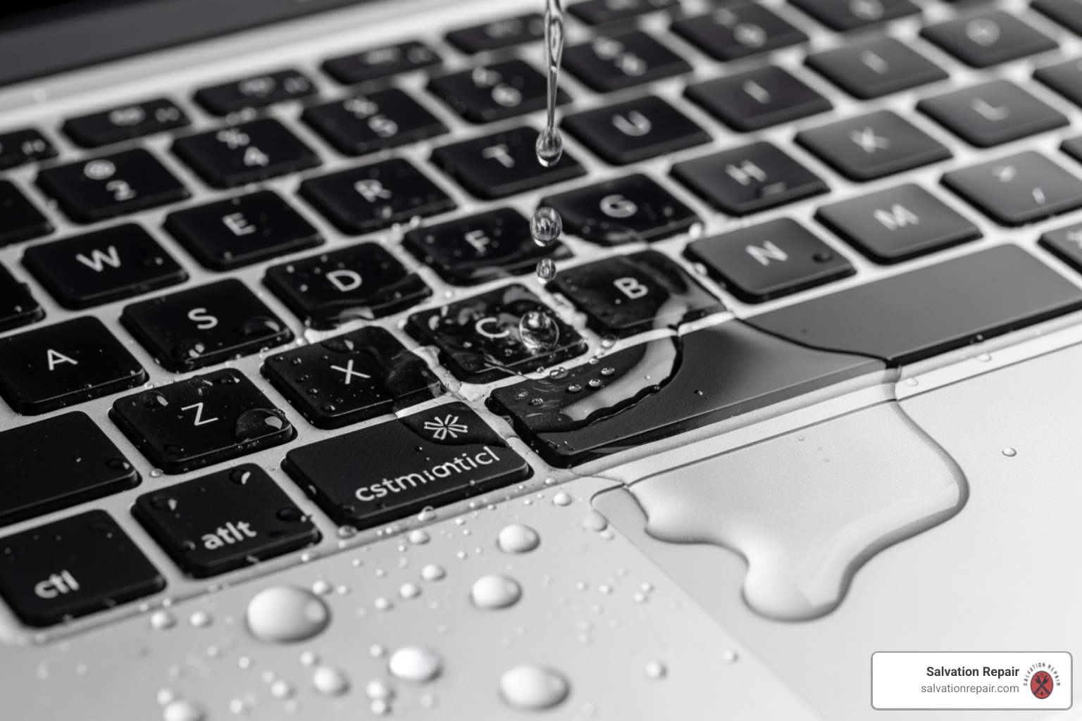 Liquid spilled on a MacBook keyboard - MacBook logic board repair