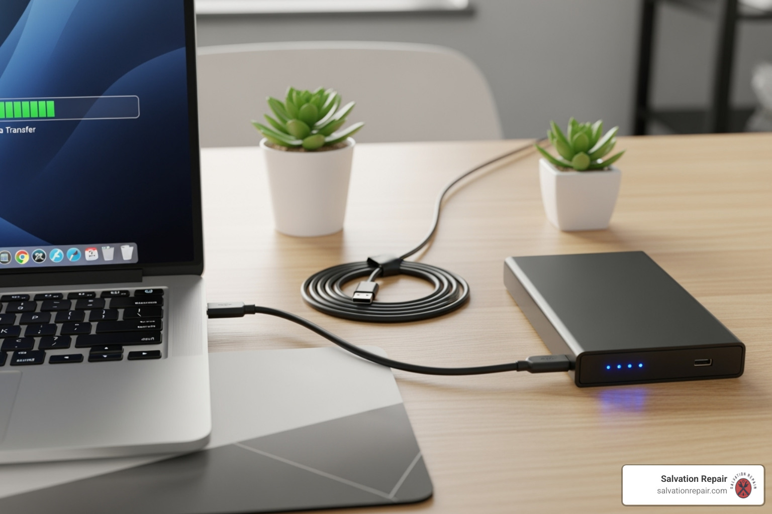 laptop connected to an external hard drive for backup - laptop repair laptop connected to an external hard drive for backup - laptop repair