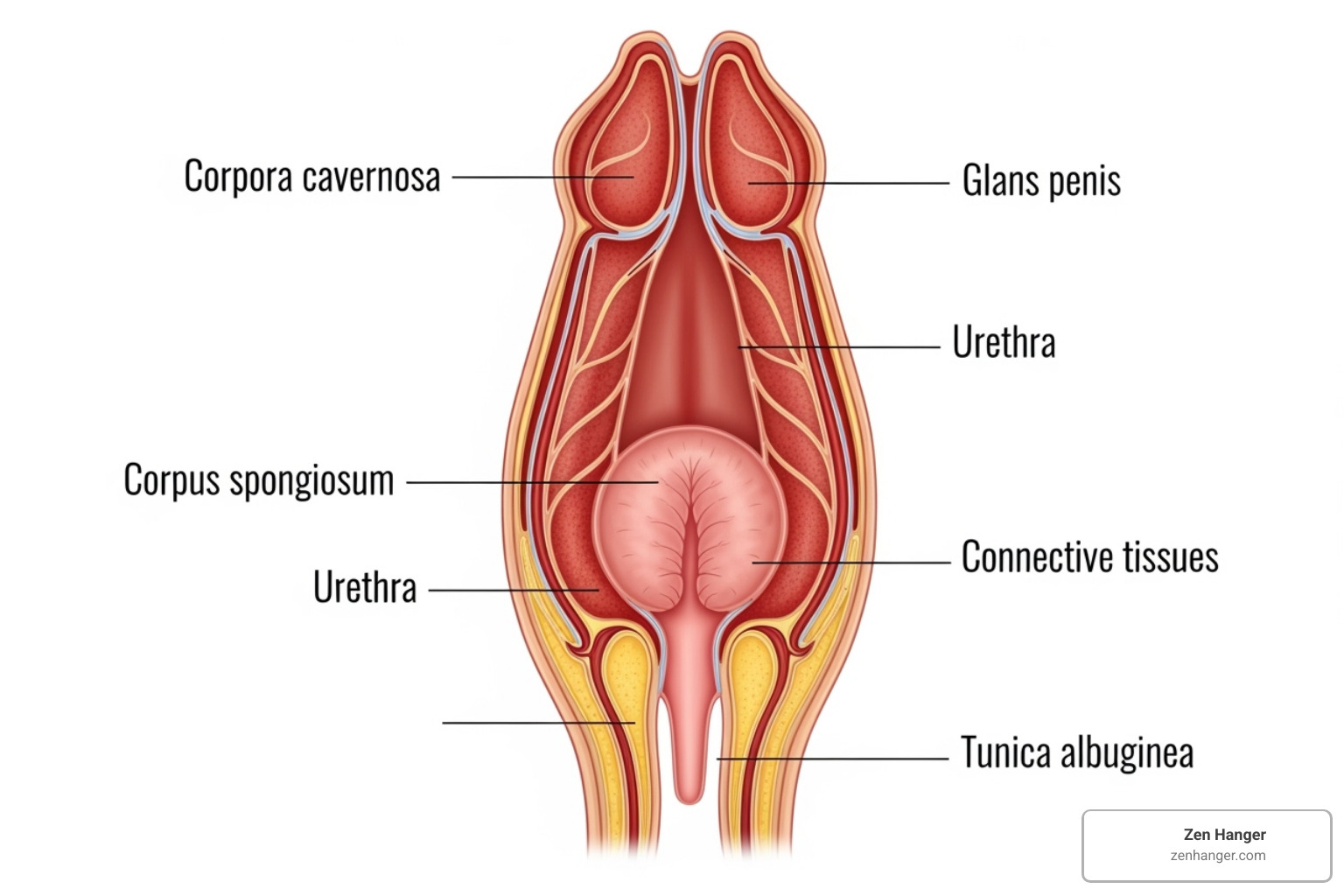 diagram illustrating penile anatomy - increase girth naturally