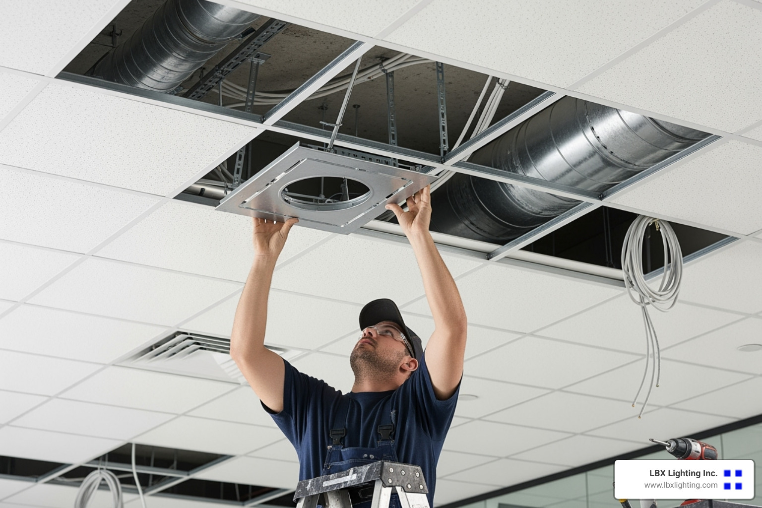 installing T-grid mounting plate - how to install recessed lighting in drop ceiling