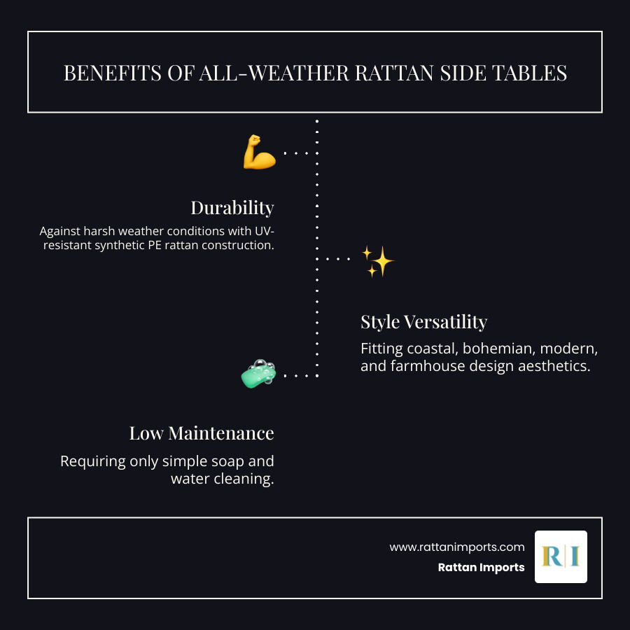 Comparison of Natural Rattan vs. Synthetic PE Rattan for Outdoor Furniture - outdoor side table rattan infographic infographic-line-3-steps-dark Comparison of Natural Rattan vs. Synthetic PE Rattan for Outdoor Furniture - outdoor side table rattan infographic infographic-line-3-steps-dark