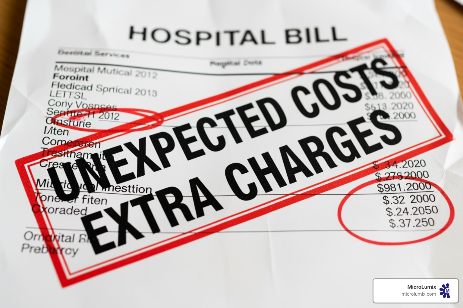 hospital bill with a red warning sign for extra costs - benefits of preventing hospital acquired infections hospital bill with a red warning sign for extra costs - benefits of preventing hospital acquired infections