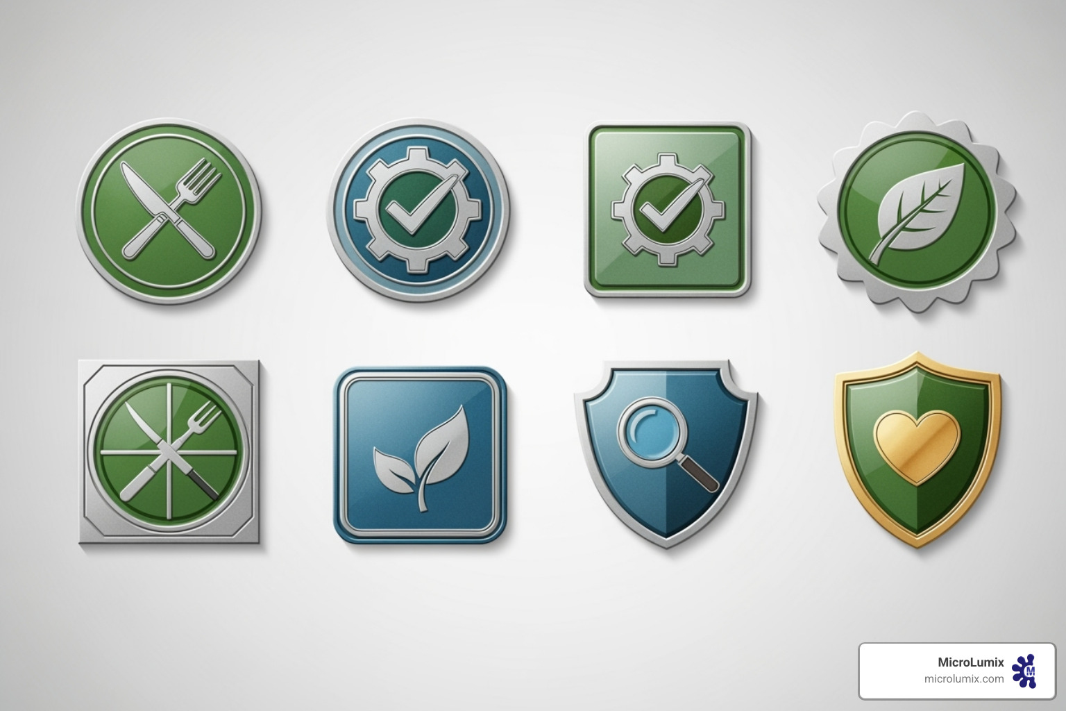 Various food safety and healthcare compliance logos (GFSI, FDA, HACCP) - Automated hygiene solutions