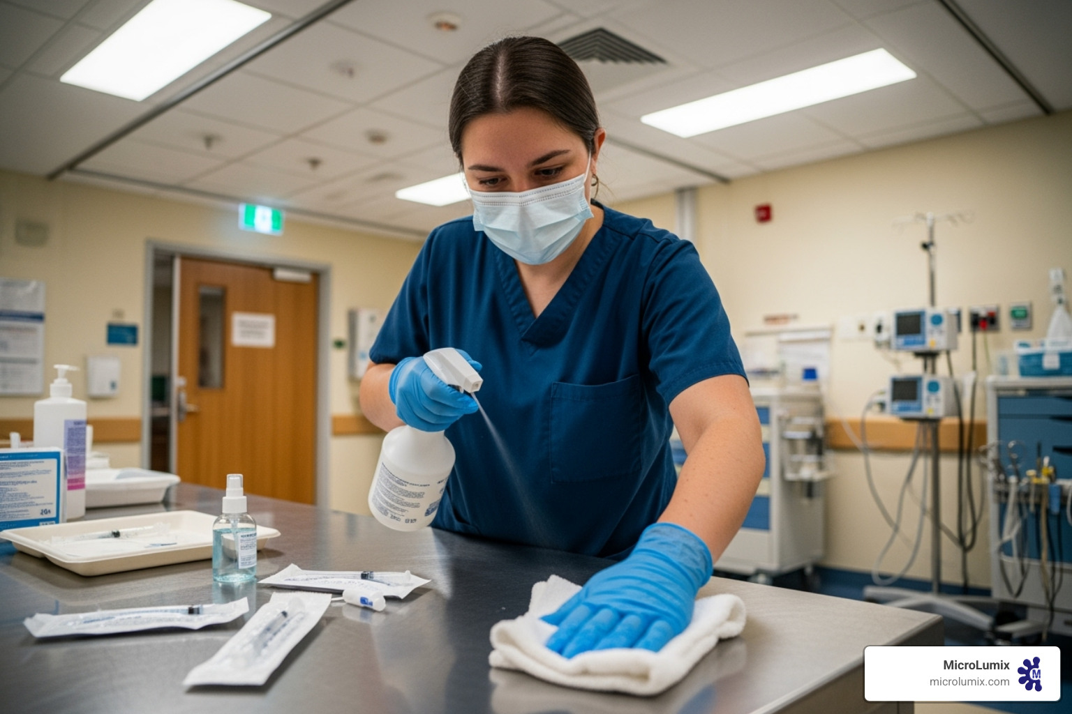 Healthcare worker cleaning - Hospital grade disinfection
