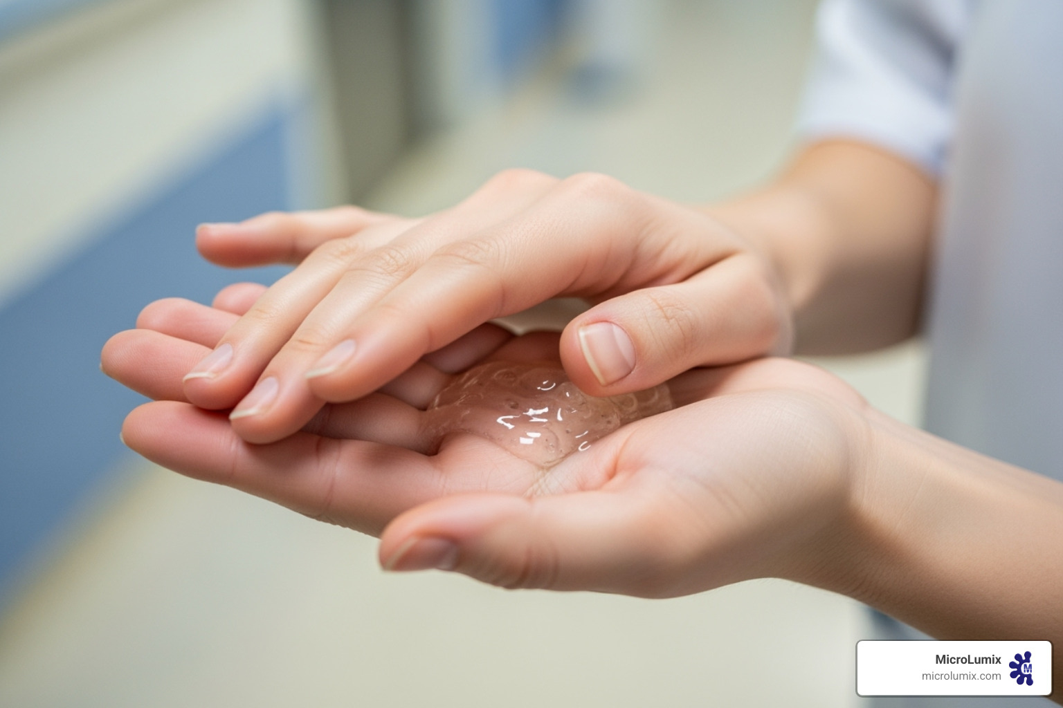 healthcare worker using alcohol-based hand rub - Hospital acquired infection prevention