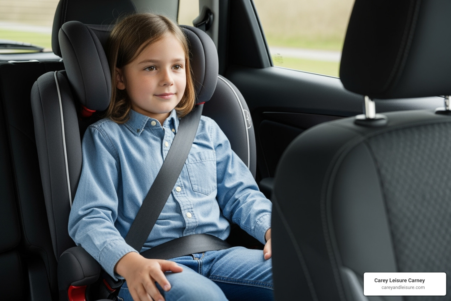child in high-back booster seat - child car seat laws