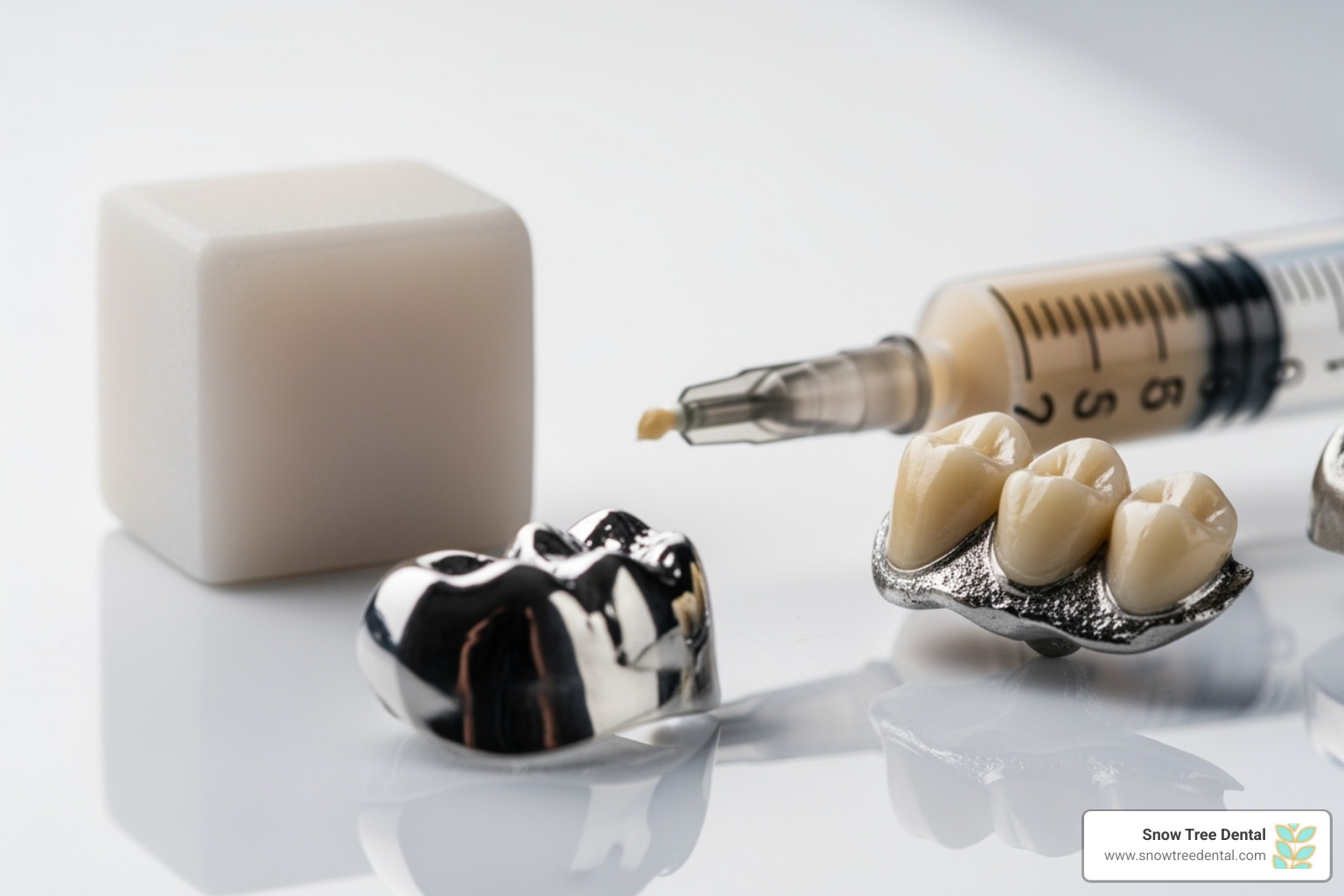 different dental materials like porcelain, composite resin, and metal - transparent dental pricing