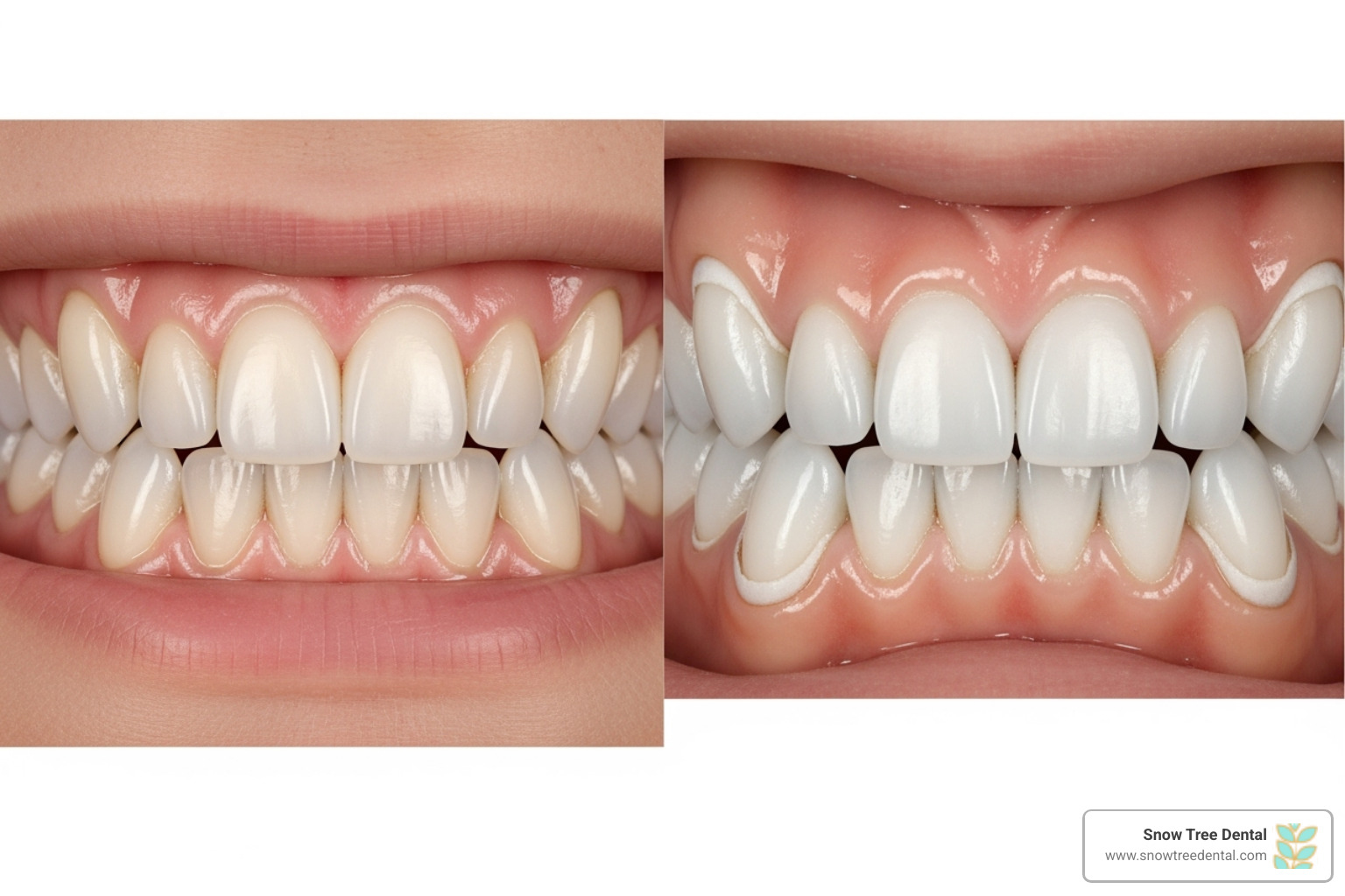 Image comparing the appearance of traditional porcelain veneers and snap-on veneers - veneers payment plan no credit check Image comparing the appearance of traditional porcelain veneers and snap-on veneers - veneers payment plan no credit check