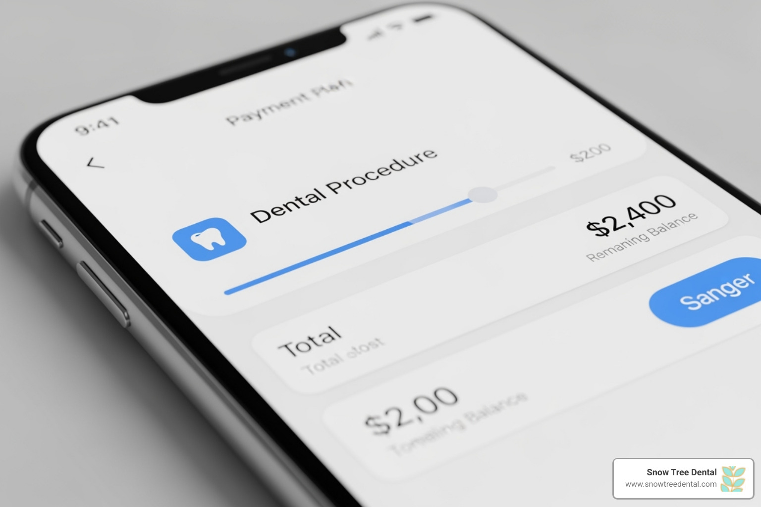 Image of a smartphone showing a payment plan app interface for a veneer purchase - veneers payment plan no credit check Image of a smartphone showing a payment plan app interface for a veneer purchase - veneers payment plan no credit check