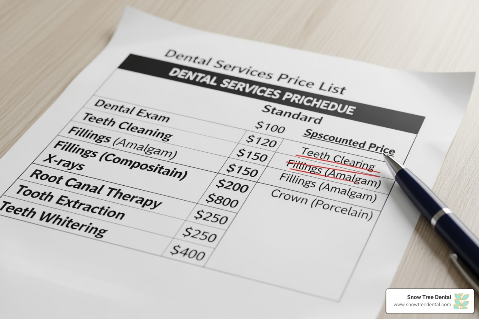 Sample fee schedule showing discounted prices - Discount dental plan Sample fee schedule showing discounted prices - Discount dental plan