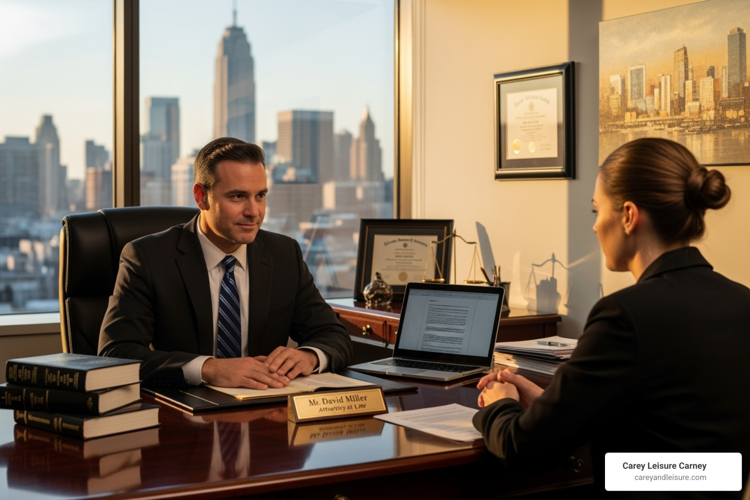 lawyer meeting with a client in an office setting - Car accident legal advice lawyer meeting with a client in an office setting - Car accident legal advice