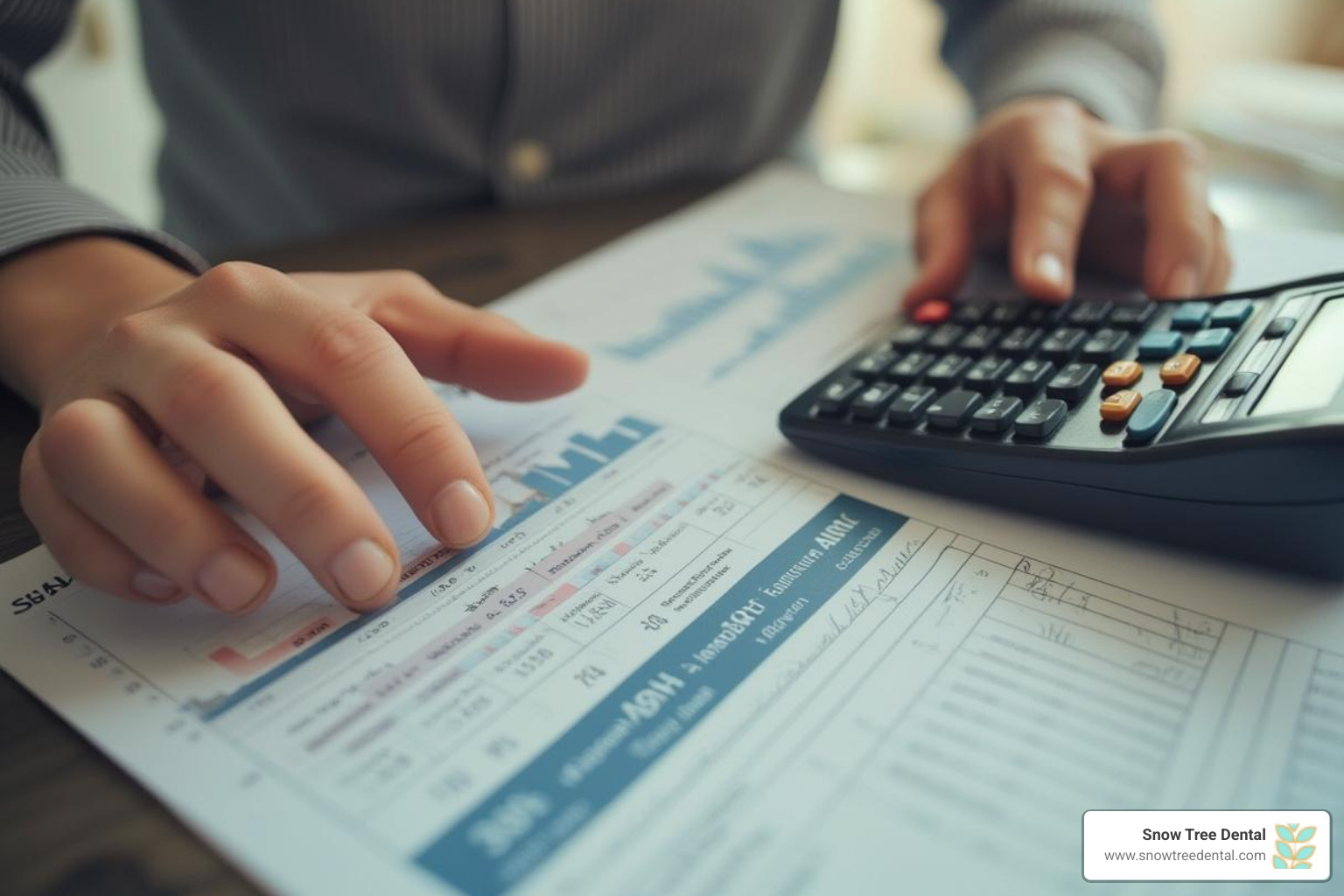 person using calculator and reviewing budget - dental financing assistance person using calculator and reviewing budget - dental financing assistance