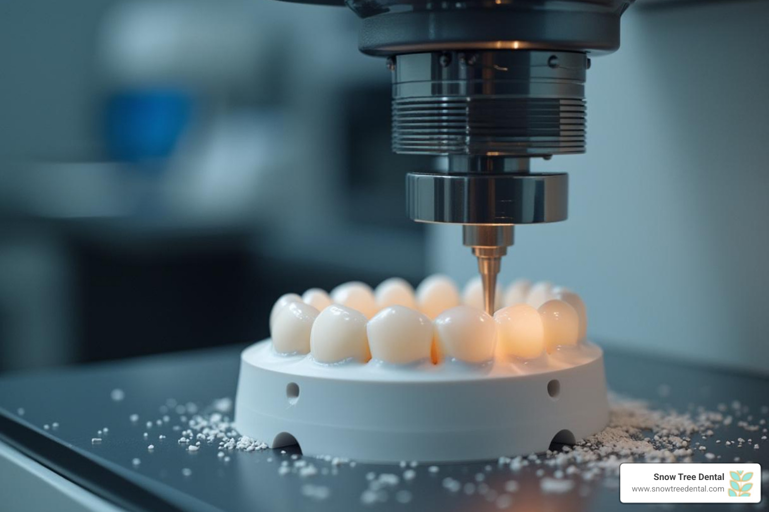A CEREC milling machine creating a crown from a ceramic block - CEREC dental Houston A CEREC milling machine creating a crown from a ceramic block - CEREC dental Houston