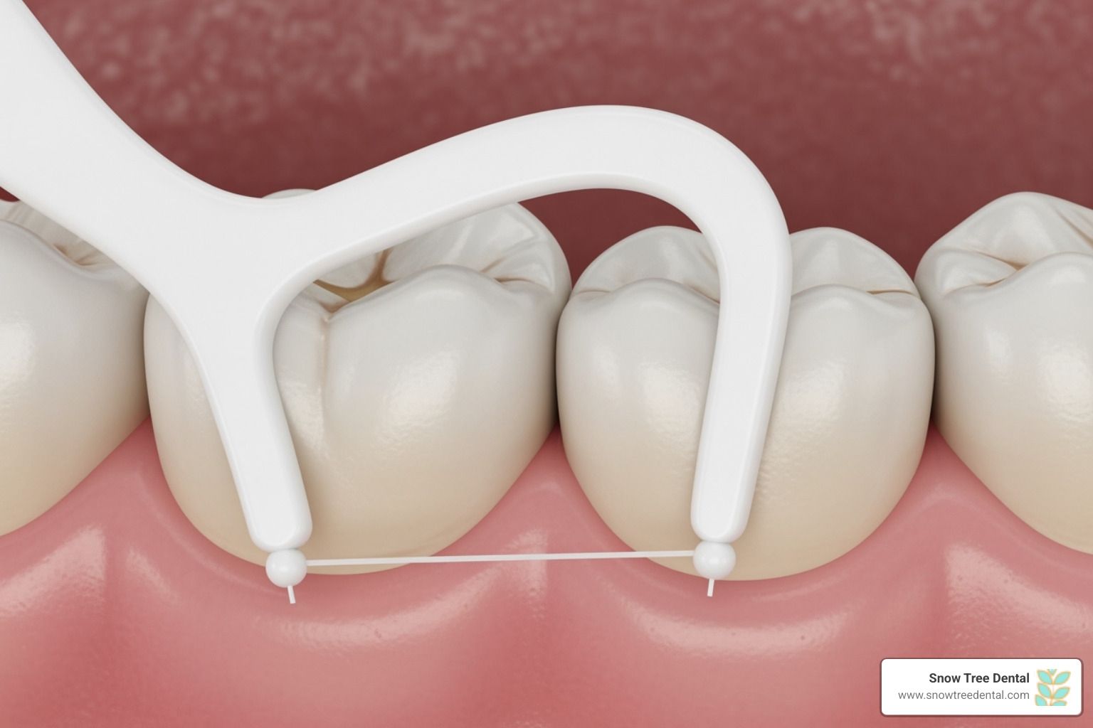 Proper flossing technique, showing floss in a C-shape around a tooth and under the gumline - bleeding gums treatment Proper flossing technique, showing floss in a C-shape around a tooth and under the gumline - bleeding gums treatment