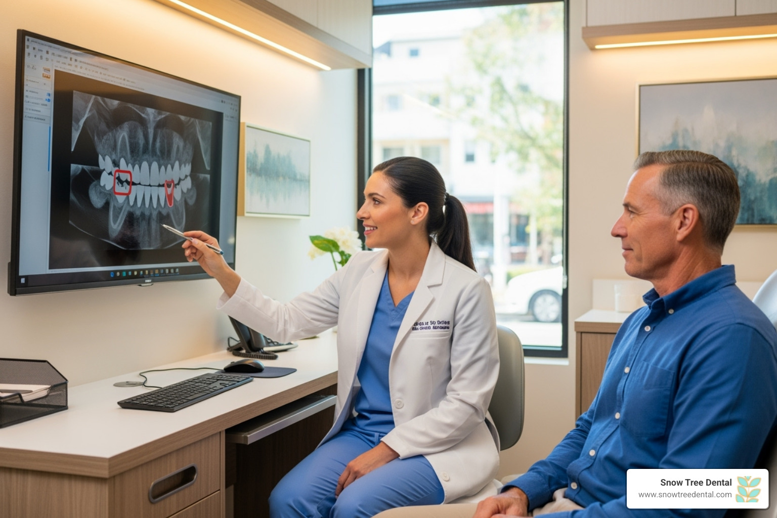 of a dentist discussing a treatment plan with a patient - private dental care pay monthly of a dentist discussing a treatment plan with a patient - private dental care pay monthly