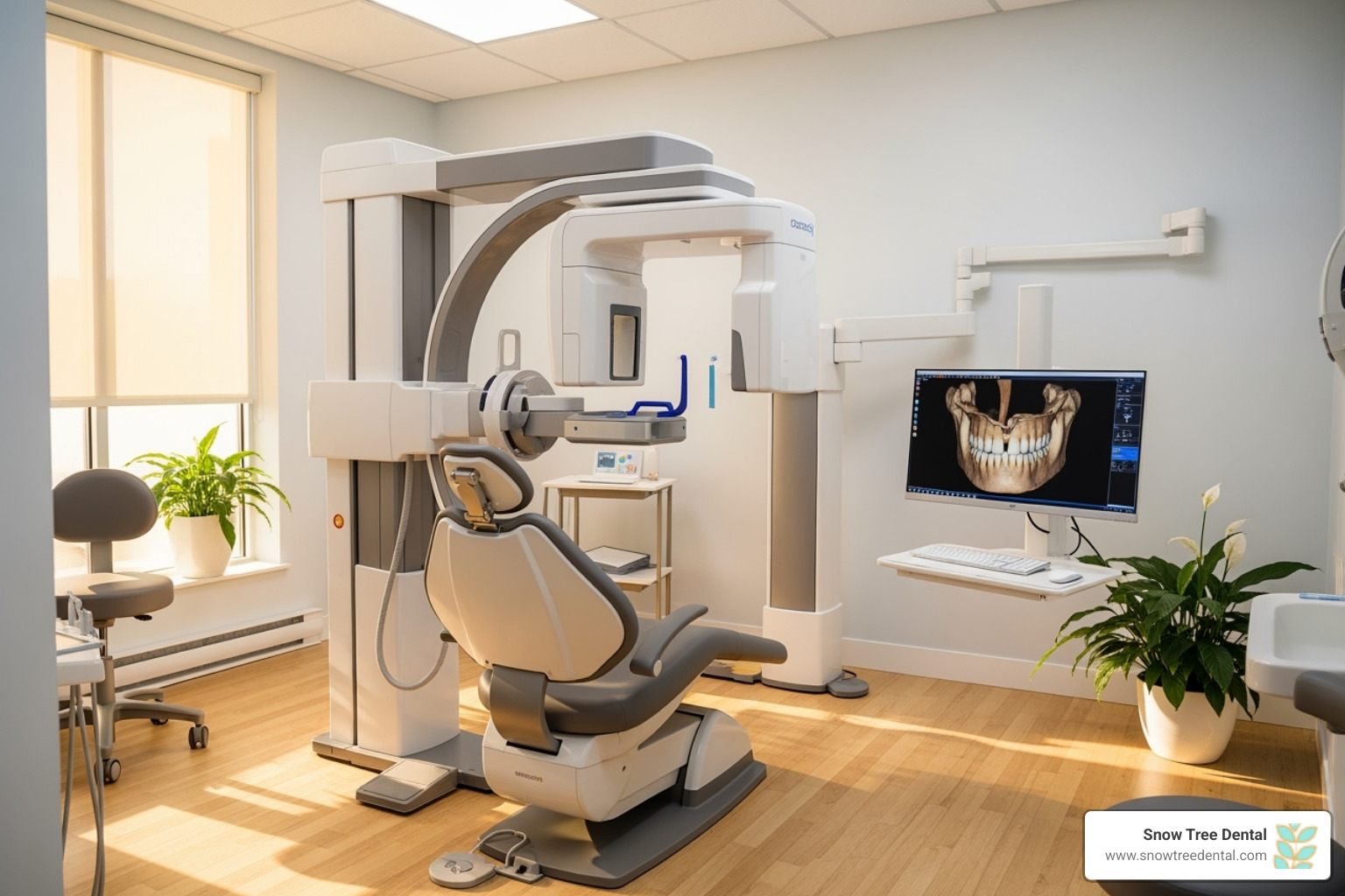 Advanced dental technology, specifically a 3D CBCT scanner, in a modern dental office setting - cosmetic dentists houston Advanced dental technology, specifically a 3D CBCT scanner, in a modern dental office setting - cosmetic dentists houston