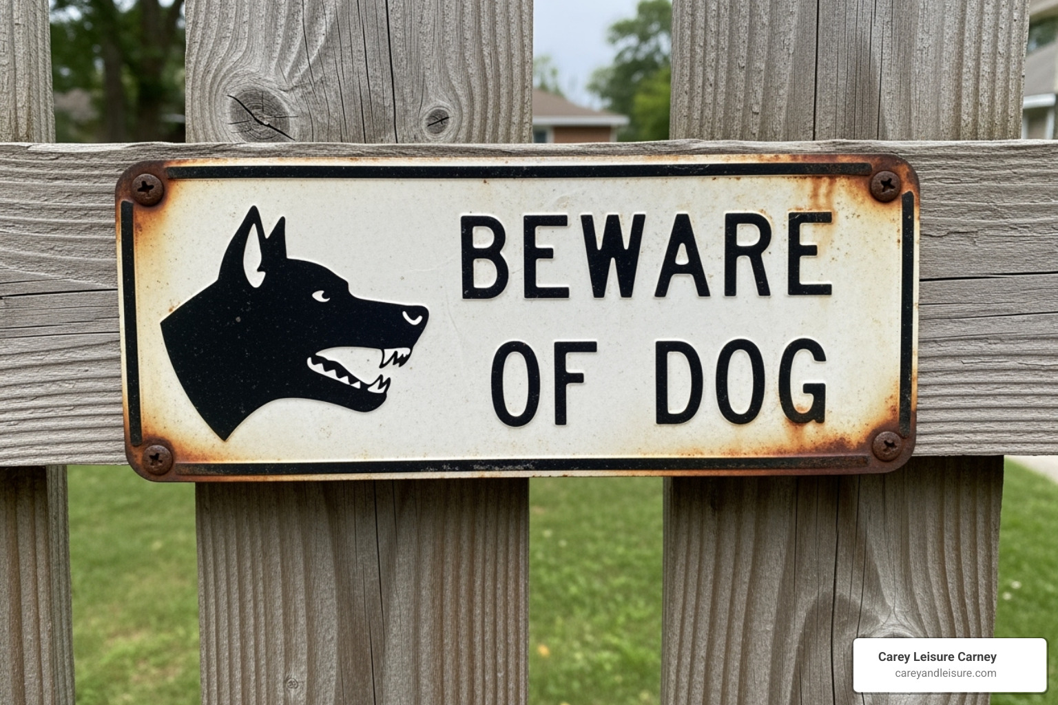A "Beware of Dog" sign on a fence - dog owner liability