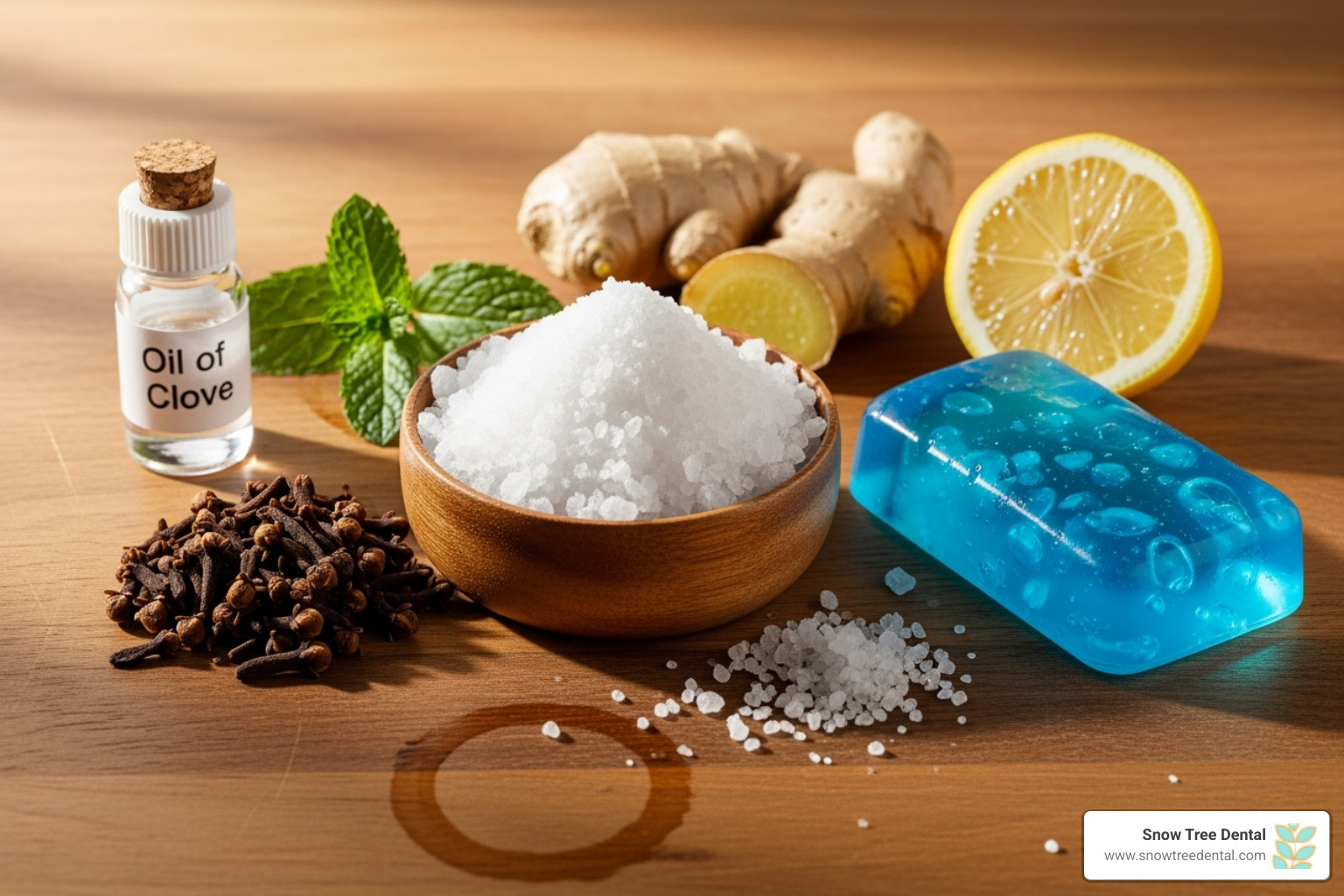 various home remedy ingredients like salt, cloves, and a cold compress - tooth pain relief