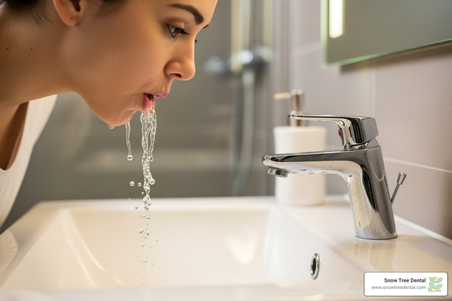 Person rinsing mouth over sink - 24 hour emergency dentist houston 77057 Person rinsing mouth over sink - 24 hour emergency dentist houston 77057