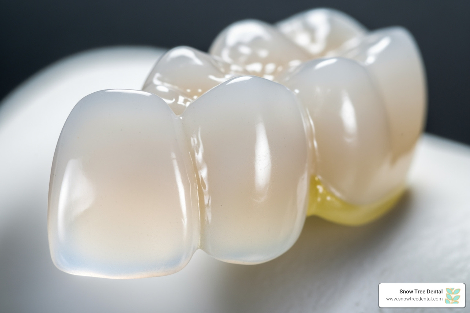 A close-up of a perfectly crafted porcelain veneer, showing its translucent quality - veneers houston A close-up of a perfectly crafted porcelain veneer, showing its translucent quality - veneers houston