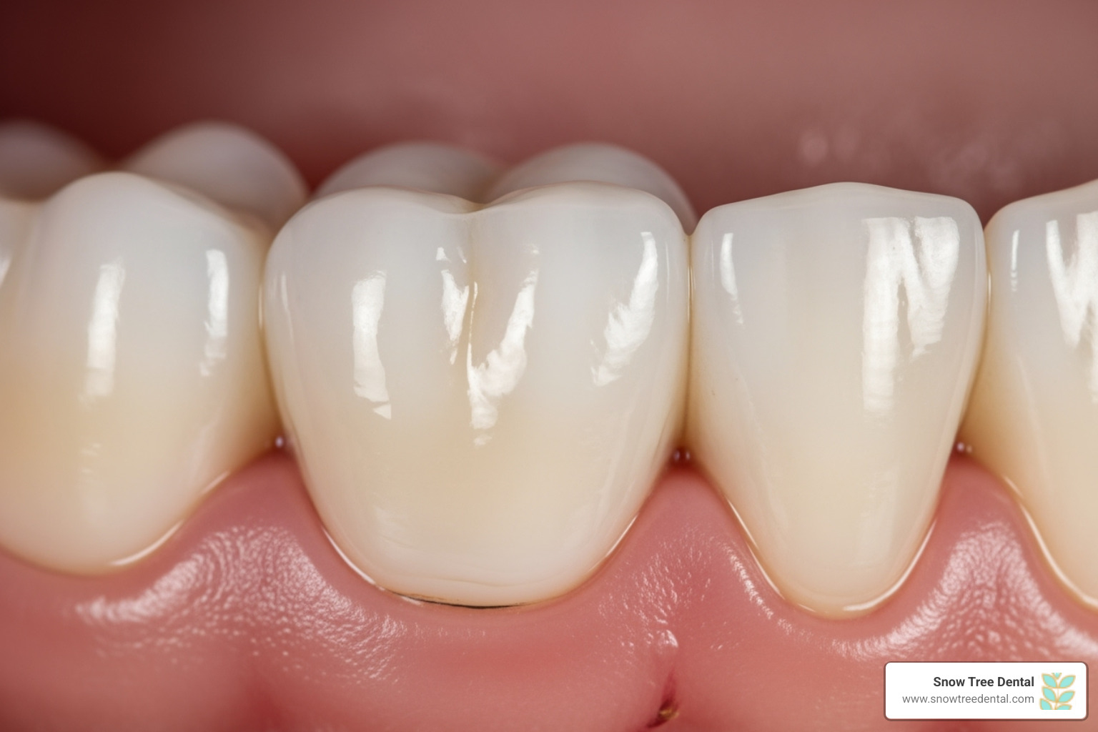 A close-up image of a healthy, fully restored tooth with a dental crown - root canal treatment