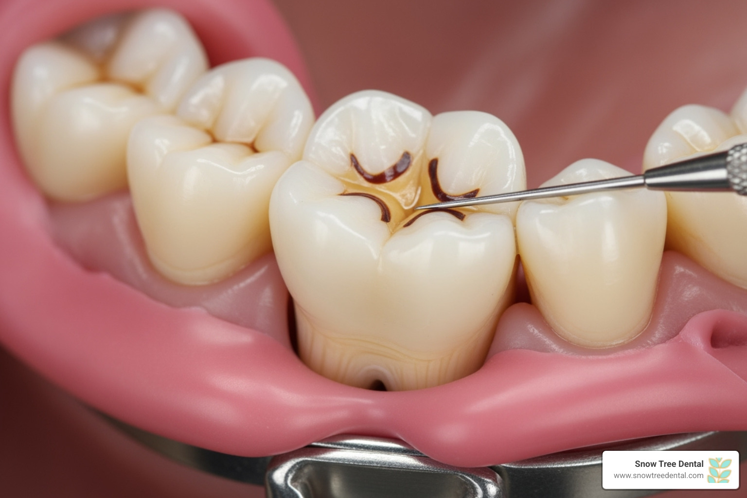 A close-up image of a dental dam isolating a tooth during a root canal procedure - root canal treatment