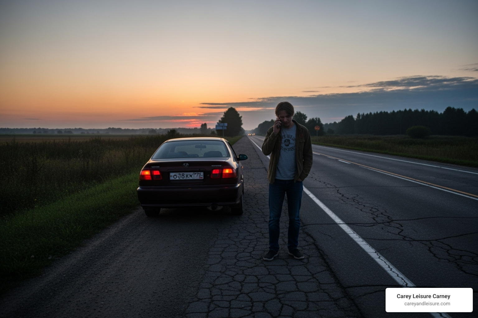 of a person on the phone by the side of the road - Drunk driver hit me