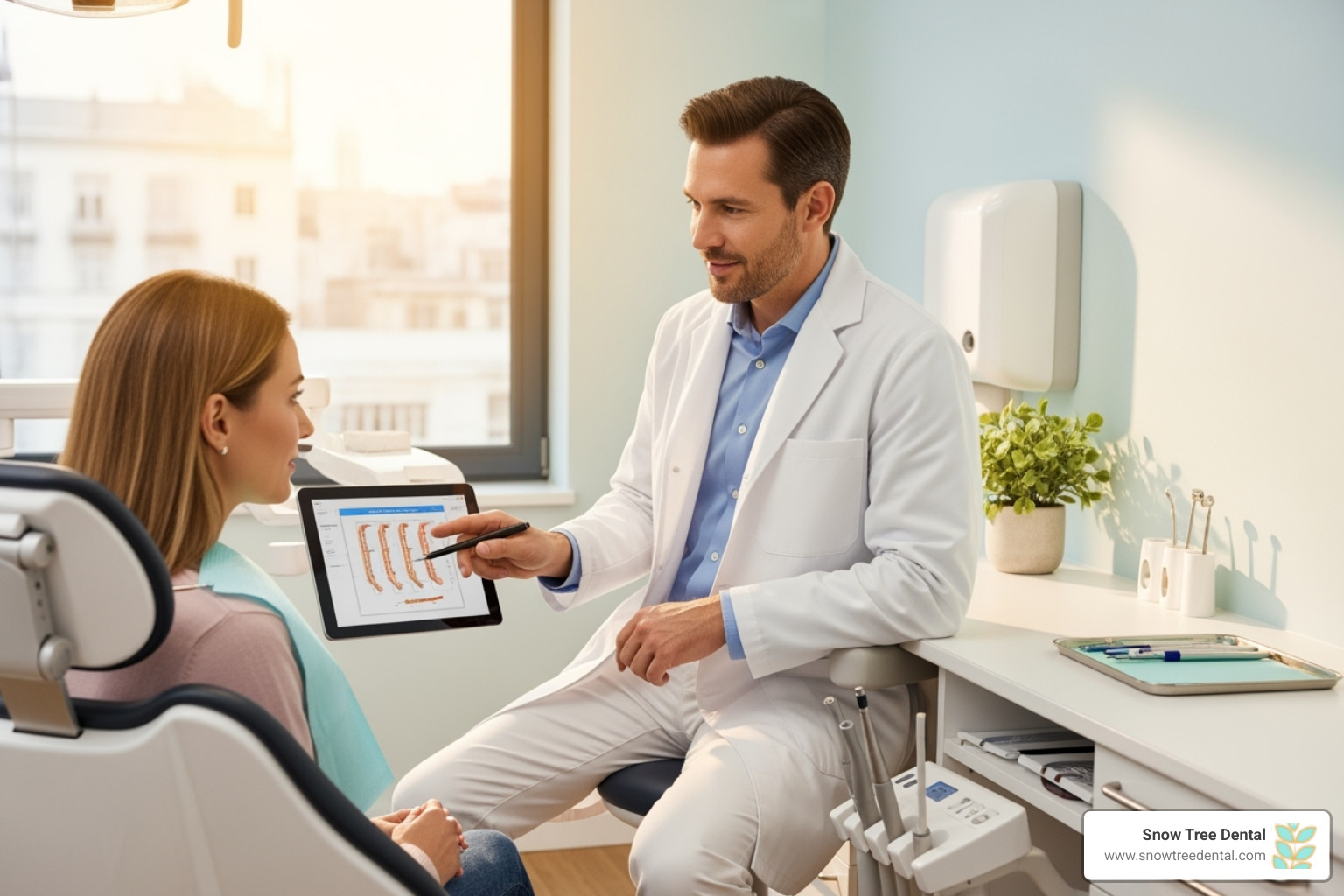 dentist and patient discussing a treatment plan - laser dentistry Houston dentist and patient discussing a treatment plan - laser dentistry Houston