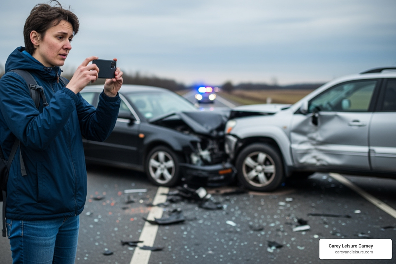 person taking photos of a car accident with their phone - Uber accident settlement person taking photos of a car accident with their phone - Uber accident settlement