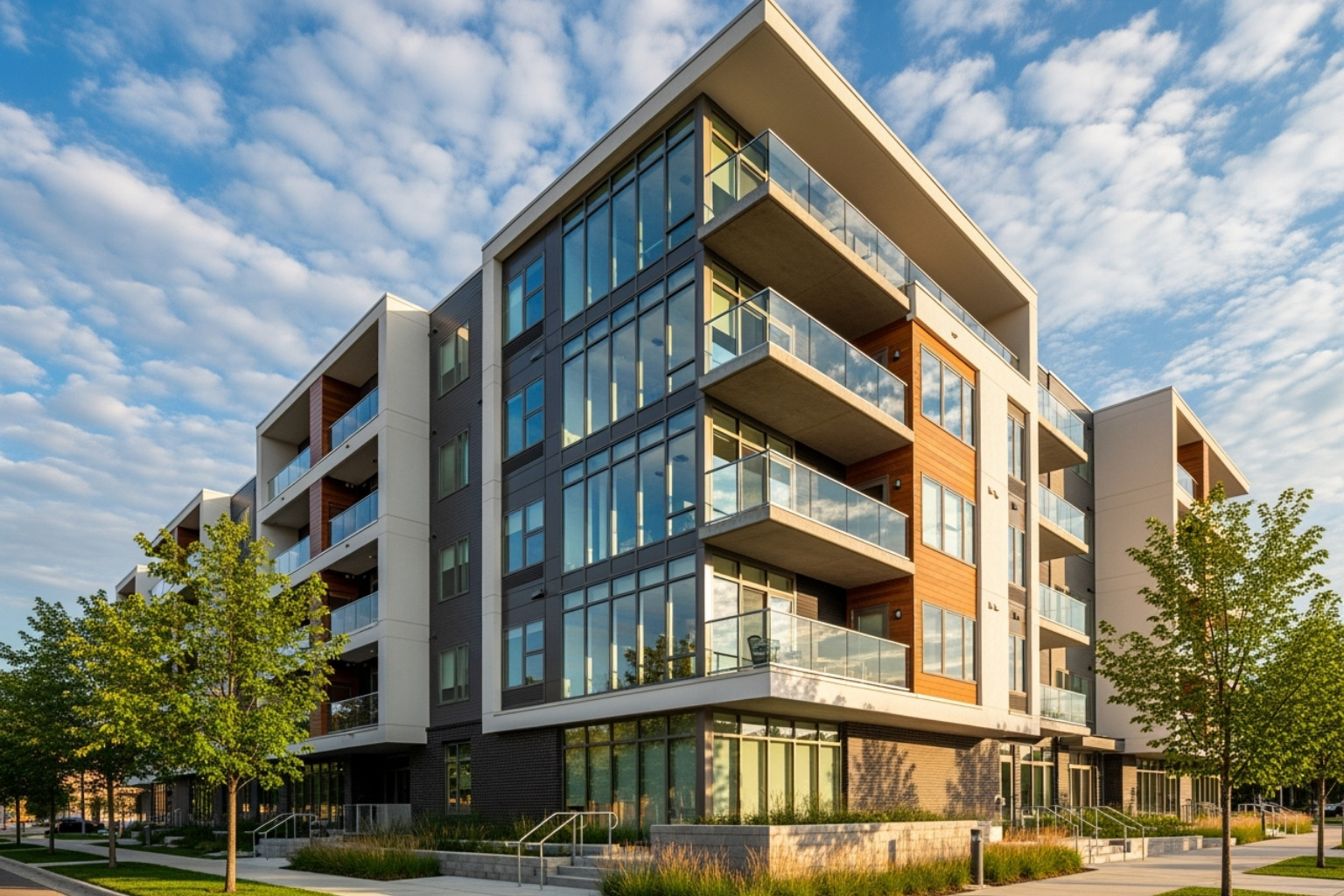 a modern apartment building exterior in Madison - apartments near uw madison wi