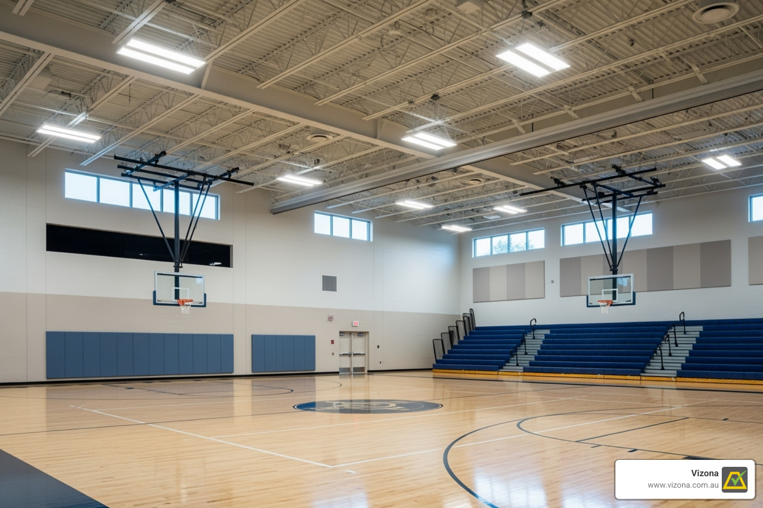 Robus HB Series highbay lights providing clear, consistent illumination in a community sports hall - Highbay Lights for Industrial and Commercial Use