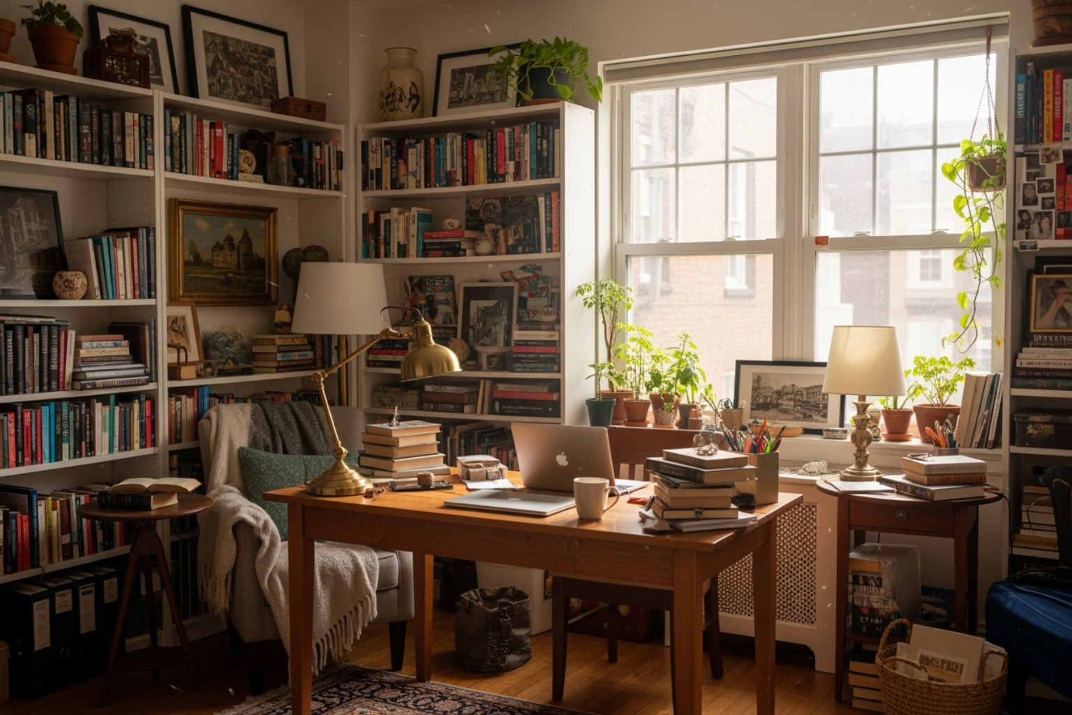 bright, welcoming apartment interior with a desk near a window - florence long term rentals