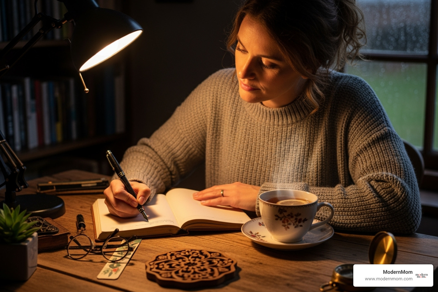 woman journaling with a cup of tea - develop coping skills