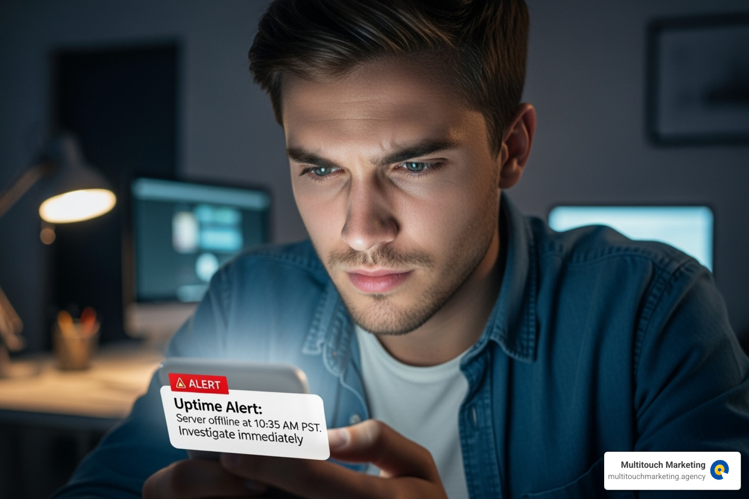 person receiving an uptime alert on their smartphone - website uptime monitoring services person receiving an uptime alert on their smartphone - website uptime monitoring services
