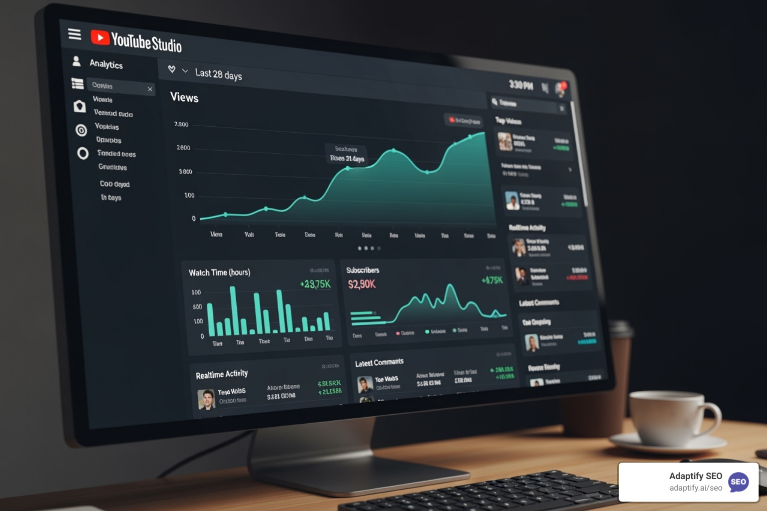 YouTube Studio analytics dashboard - Increase YouTube views