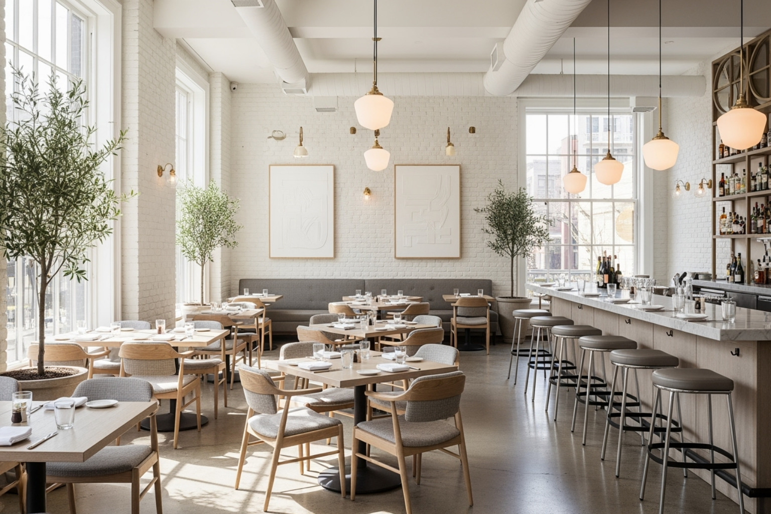 neat, whitewashed interior of a top Williamsburg Italian restaurant - best restaurants williamsburg neat, whitewashed interior of a top Williamsburg Italian restaurant - best restaurants williamsburg