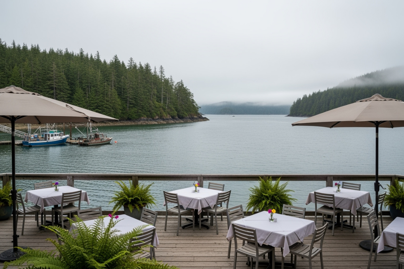 Shelter Restaurant's patio in Tofino - restaurants with a view