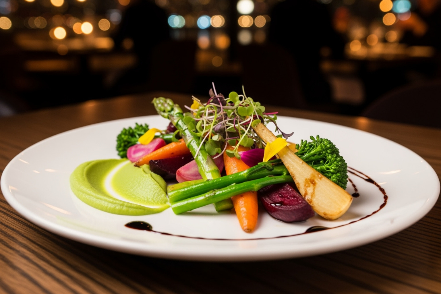 A vibrant, artistic vegetable dish from a local NYC restaurant - unique restaurants in ny