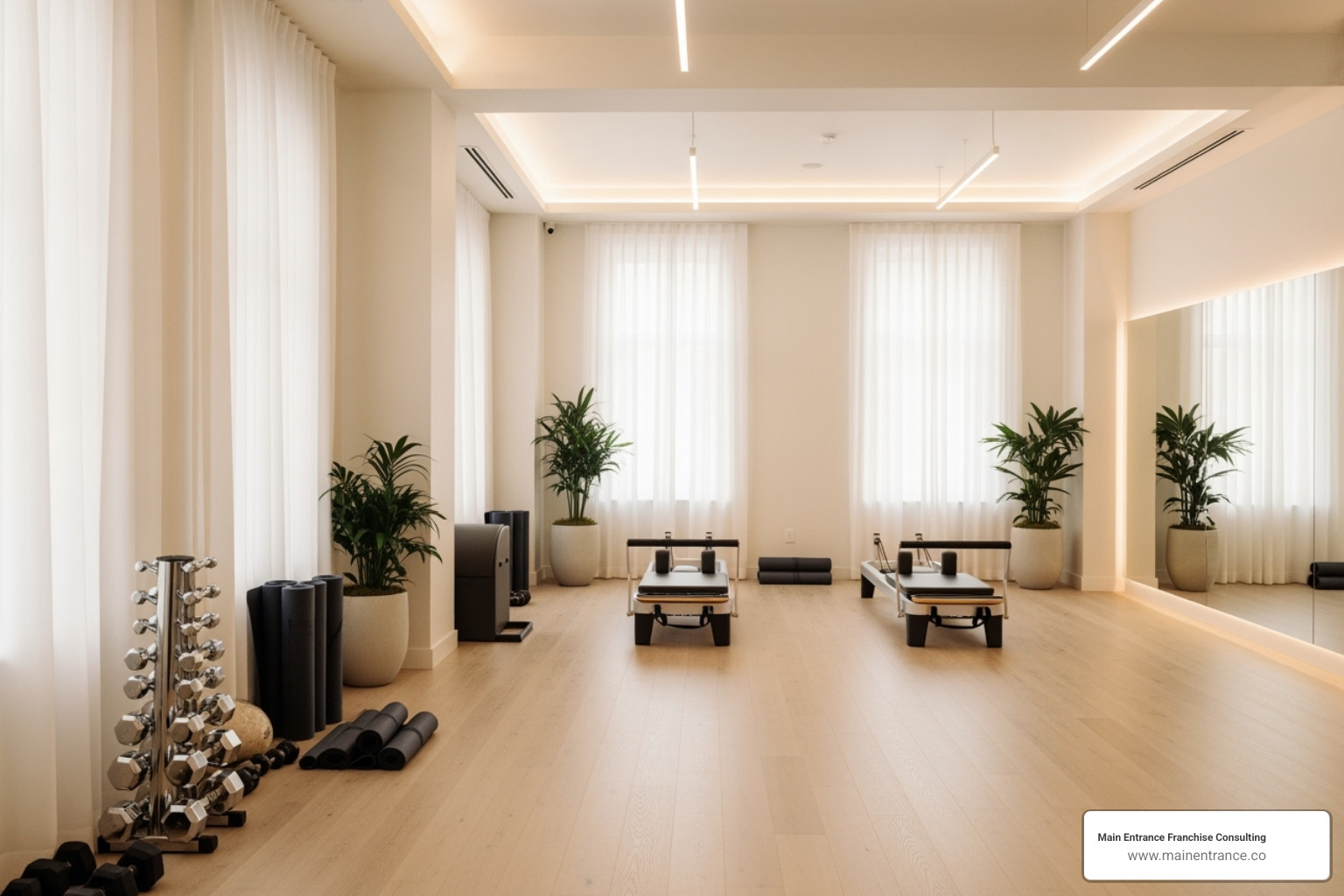 A modern, serene boutique fitness studio - emerging franchise opportunities