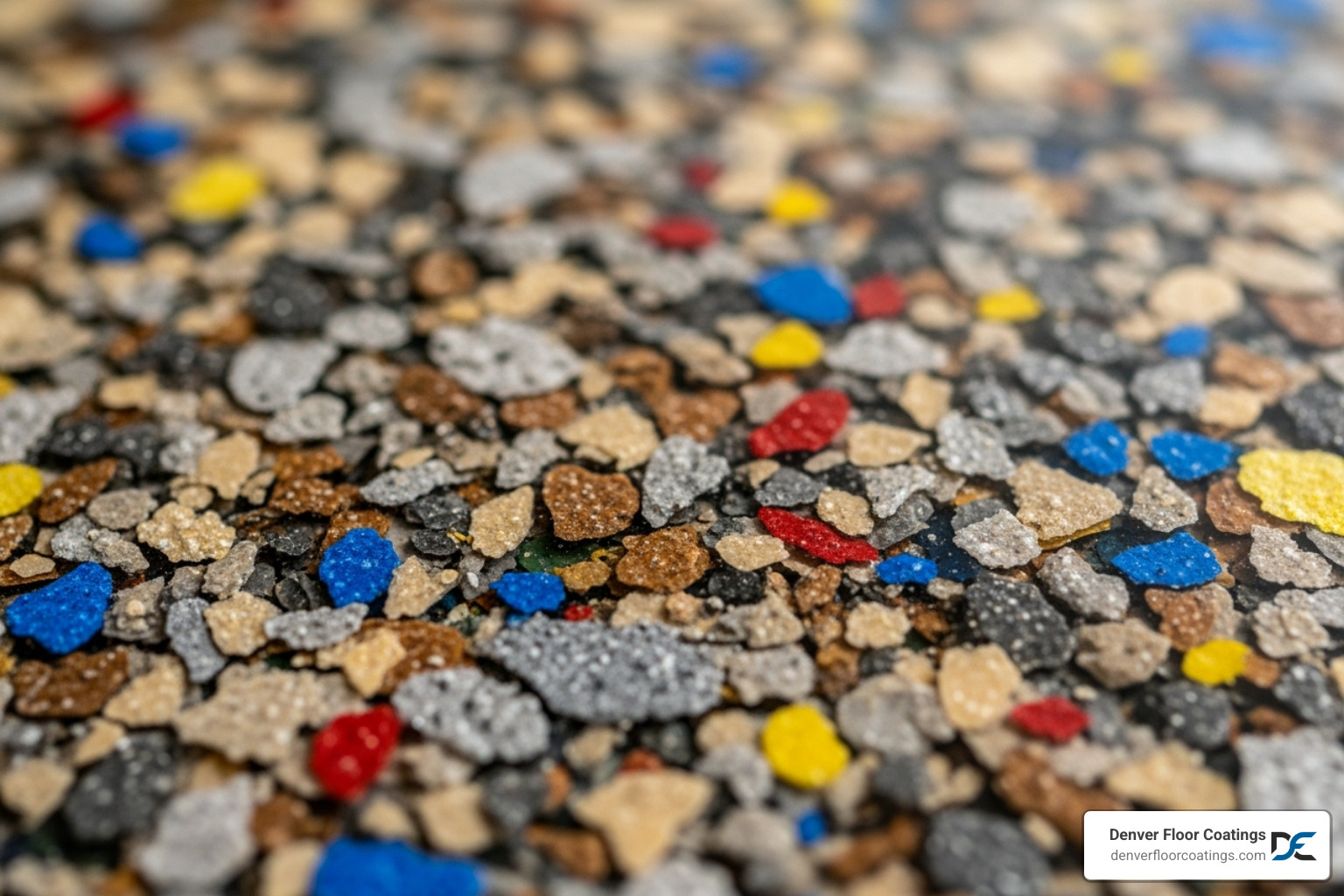 A close-up shot showcasing a decorative flake epoxy finish with various colored flakes embedded in a clear topcoat. - epoxy flooring for business A close-up shot showcasing a decorative flake epoxy finish with various colored flakes embedded in a clear topcoat. - epoxy flooring for business