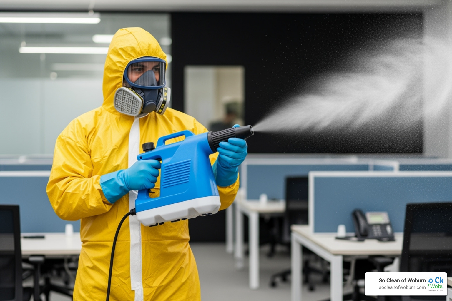 team member performing electrostatic disinfection - commercial building cleaning services near me team member performing electrostatic disinfection - commercial building cleaning services near me