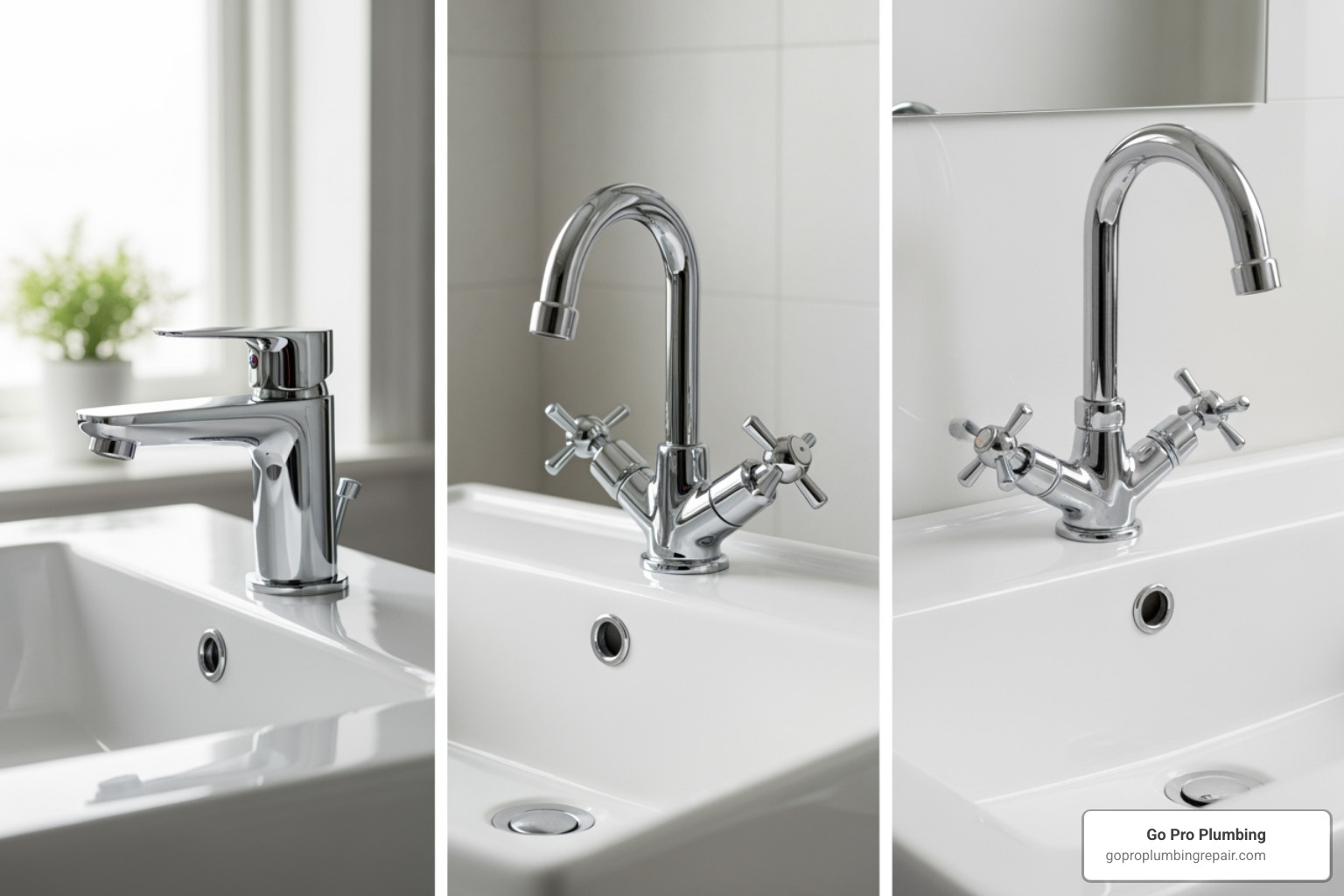Different types of sink faucets, showing single-hole, centerset, and widespread designs - changing out a sink faucet