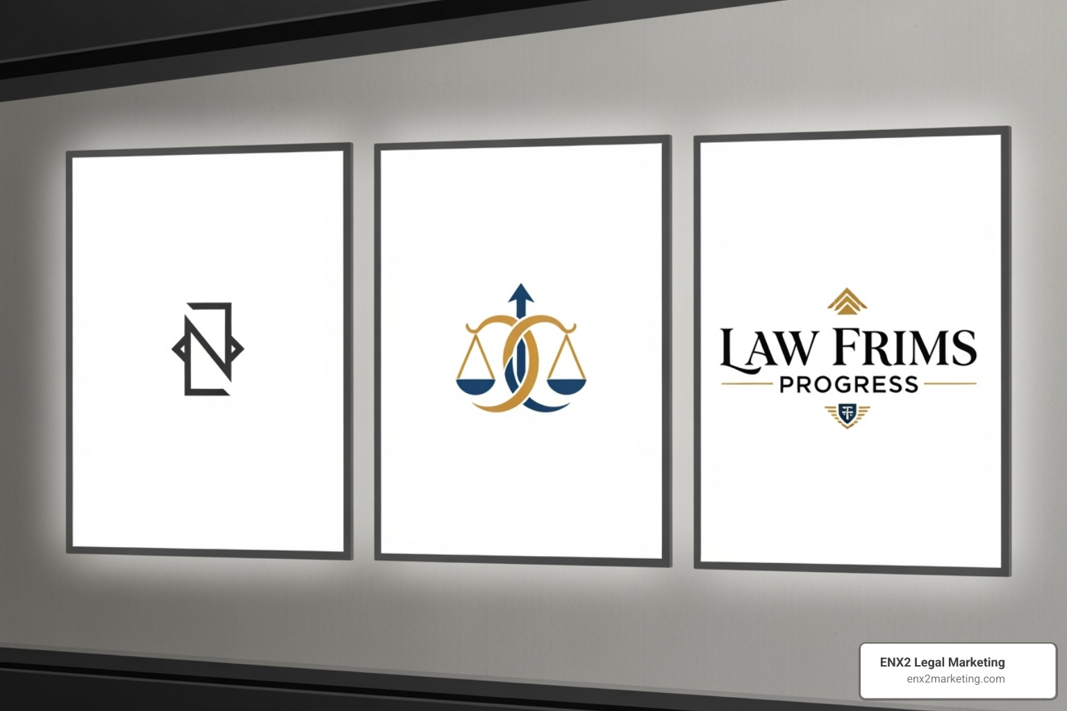 gallery showcasing 3-4 diverse and modern law firm logos that exemplify different design approaches. - create law firm logo