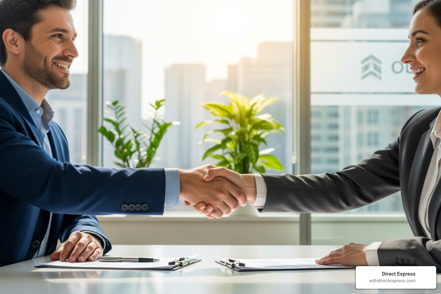 Person confidently shaking hands with a real estate agent - Pre approval mortgage